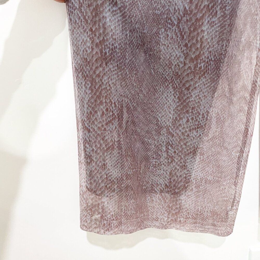 Cache Snake Print Lined mesh Sheer Flowy Palazzo Purple Taupe Wide Leg Pants M - Picture 4 of 12